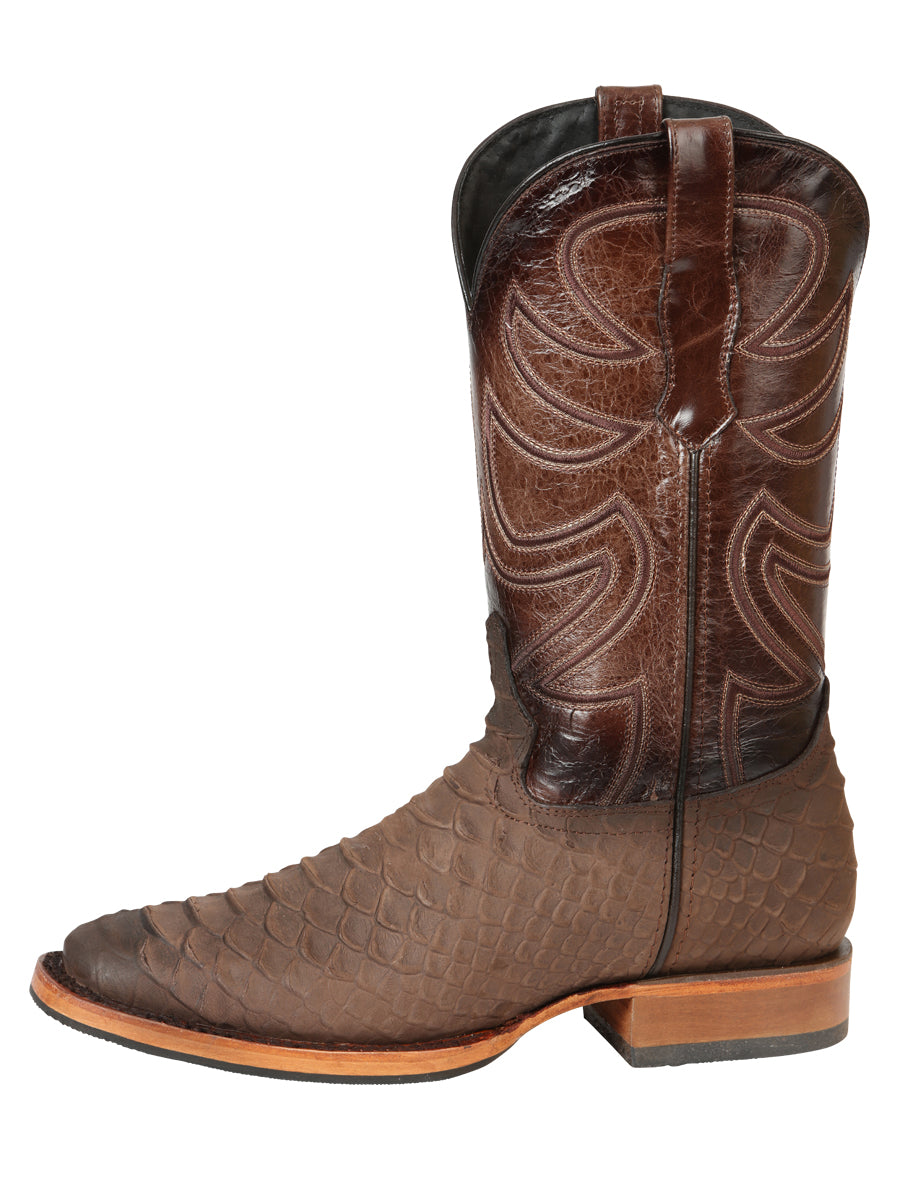 El General Men's Rodeo Boot Imitation Python - Brown 45562