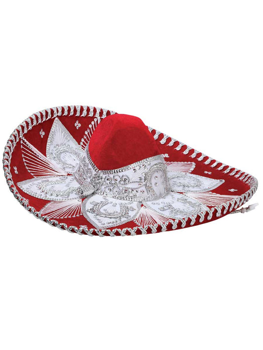 Adult Mexican Charro Hat Velvet Red/Silver 600210