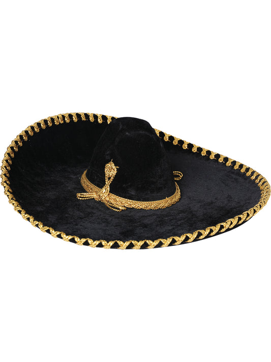 Adult
 Mexican Charro Hat Velvet Black/Gold 600601