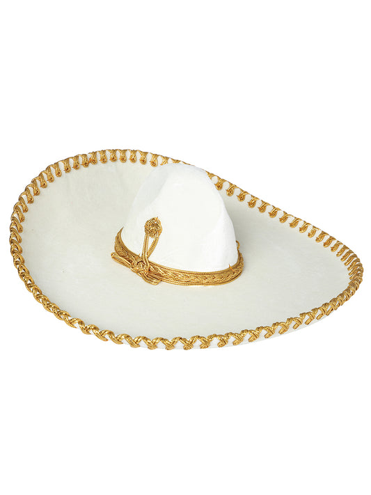 Adult
 Mexican Charro Hat Velvet Ivory/Gold 600700