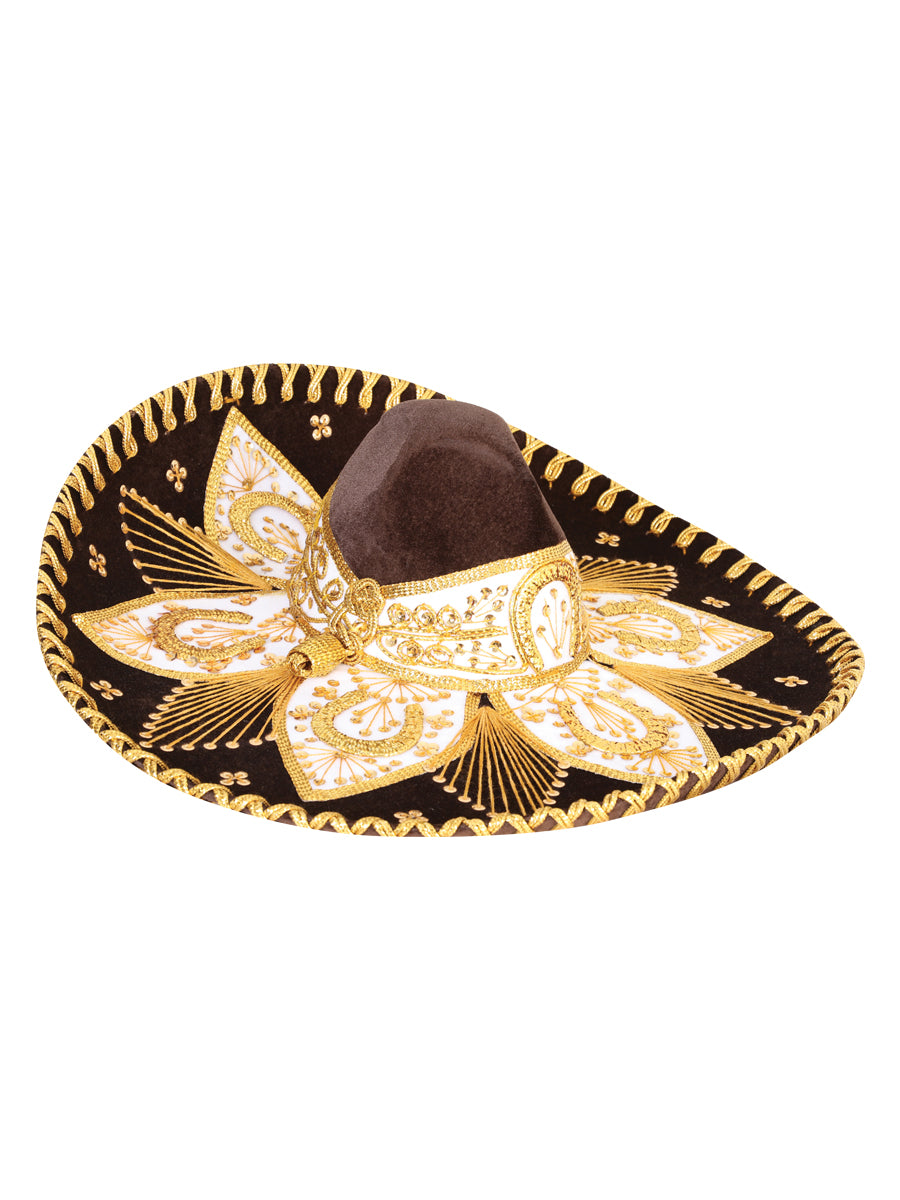 Adult Mexican Charro Hat Velvet Brown/Gold 601777
