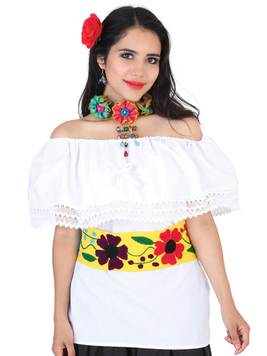 Mexican Artisanal Blouse 50% Cotton, %50 Polyester White 602093