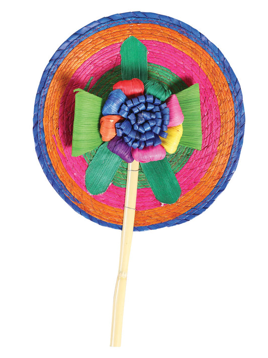 Artisanal Hand Fan 100% Palm Leaf and Bamboo Multicolor 602132