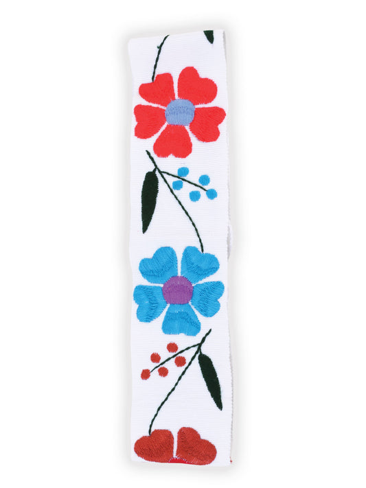 Artisanal Embroidered Belt Floral 100% Acrylic White 602260