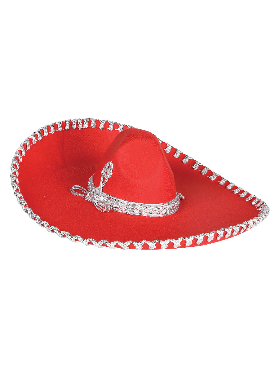 Adult
 Mexican Charro Hat Velvet Red/Silver 602319