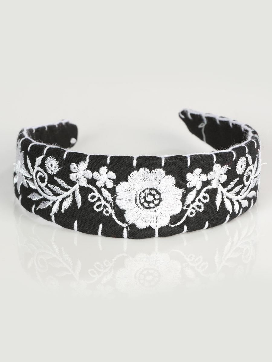 Artisanal Embroidered Headband 100% Cotton White 603119