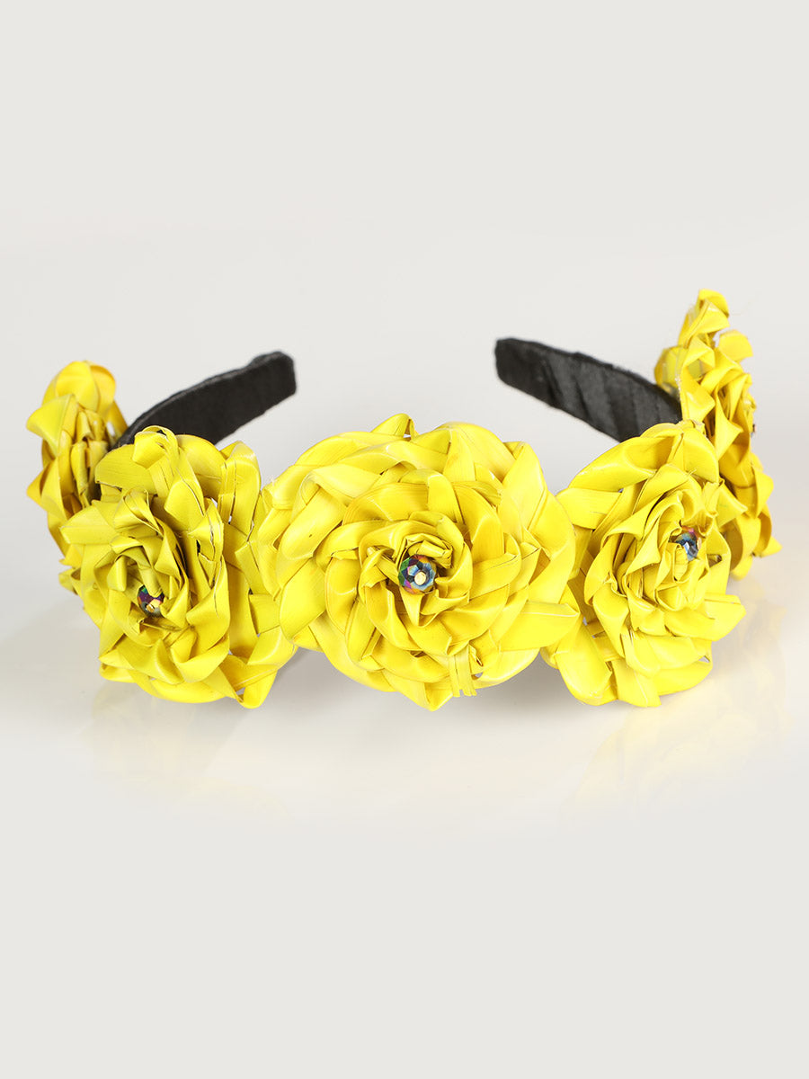 Artisanal Handcrafted Headband 100% Leaf Palm Yellow 603202