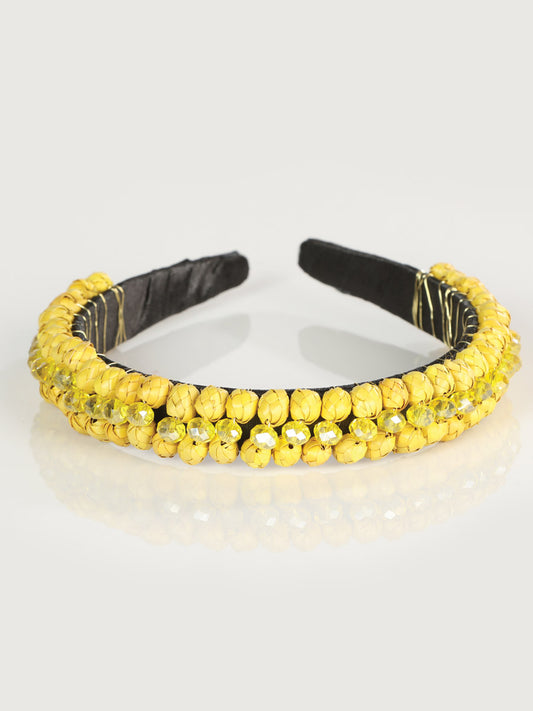 Artisanal Handcrafted Headband 100% Leaf Palm Yellow 603272