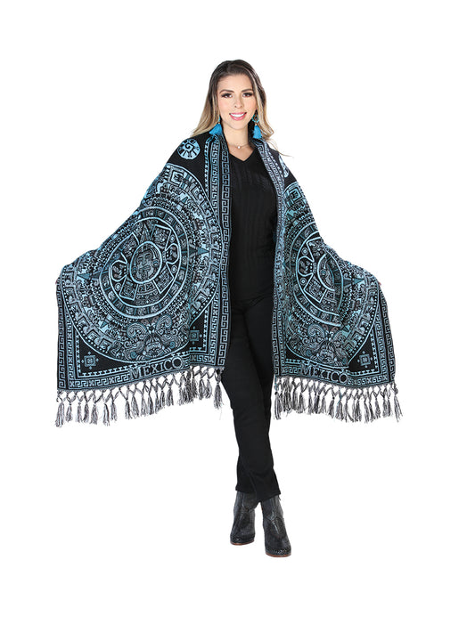 Mexican Artisanal Shawl 100% Acrylic Blue 603887